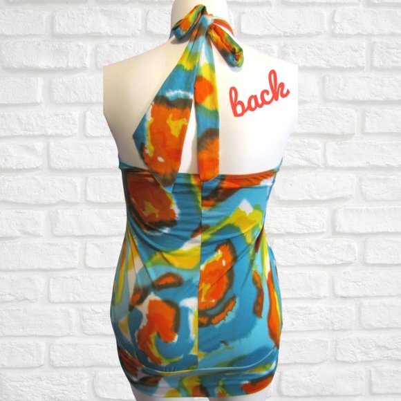 Women's Multi-Colored Dots Halter Top Size Large - Picture 2 of 4